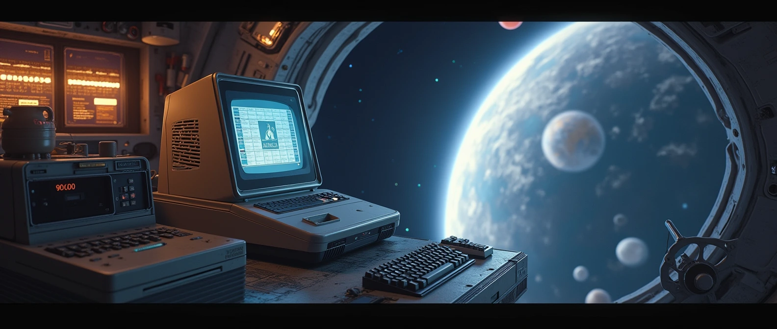 Amiga 500 computer and sampler equipment aboard a space station